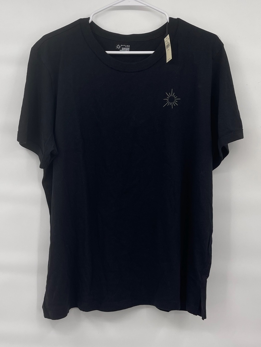 Aerie offline nwt black oversized cotton logo short sleeve tee